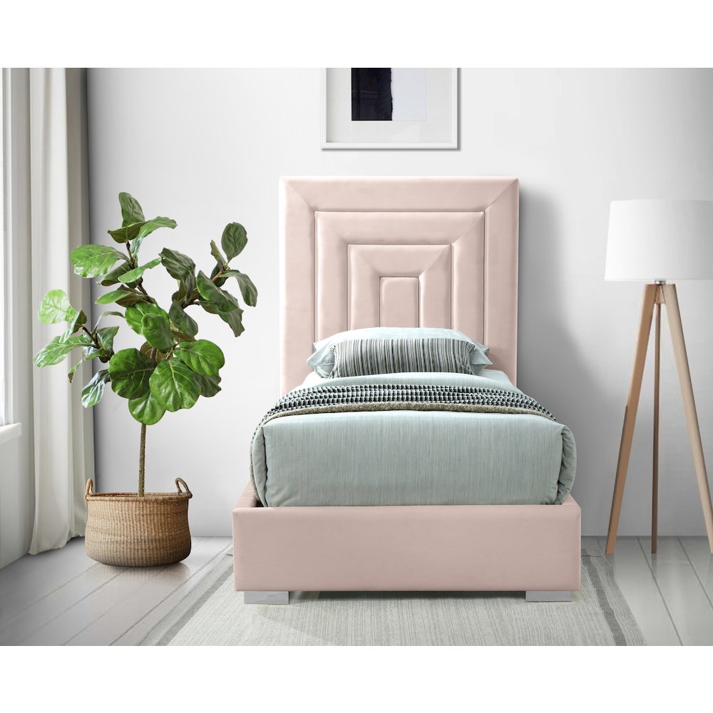 Nora Pink Velvet Twin Bed