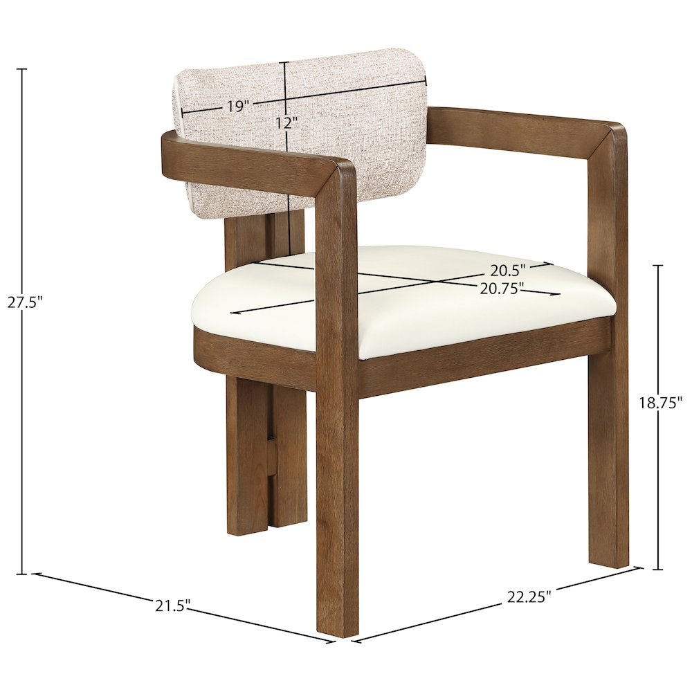 Ravina Beige Vegan Leather and Linen Fabric Upholstered Dining Chair, Set of 2