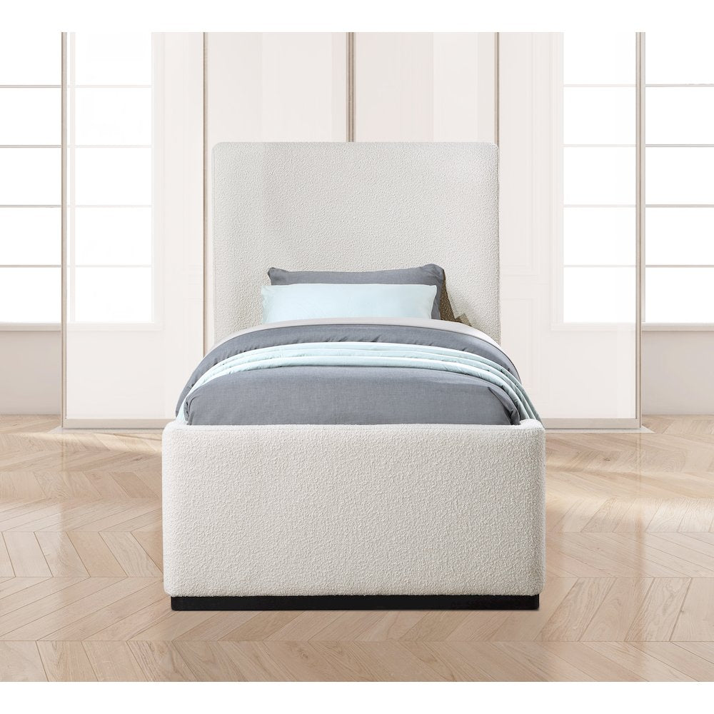 Oliver Cream Boucle Fabric Twin Bed