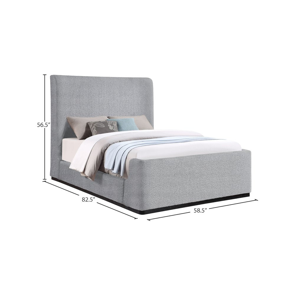 Oliver Grey Boucle Fabric Queen Bed