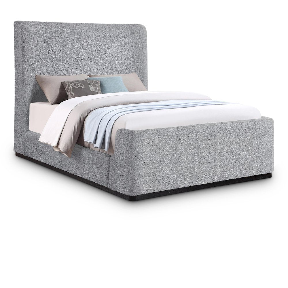Oliver Grey Boucle Fabric Queen Bed