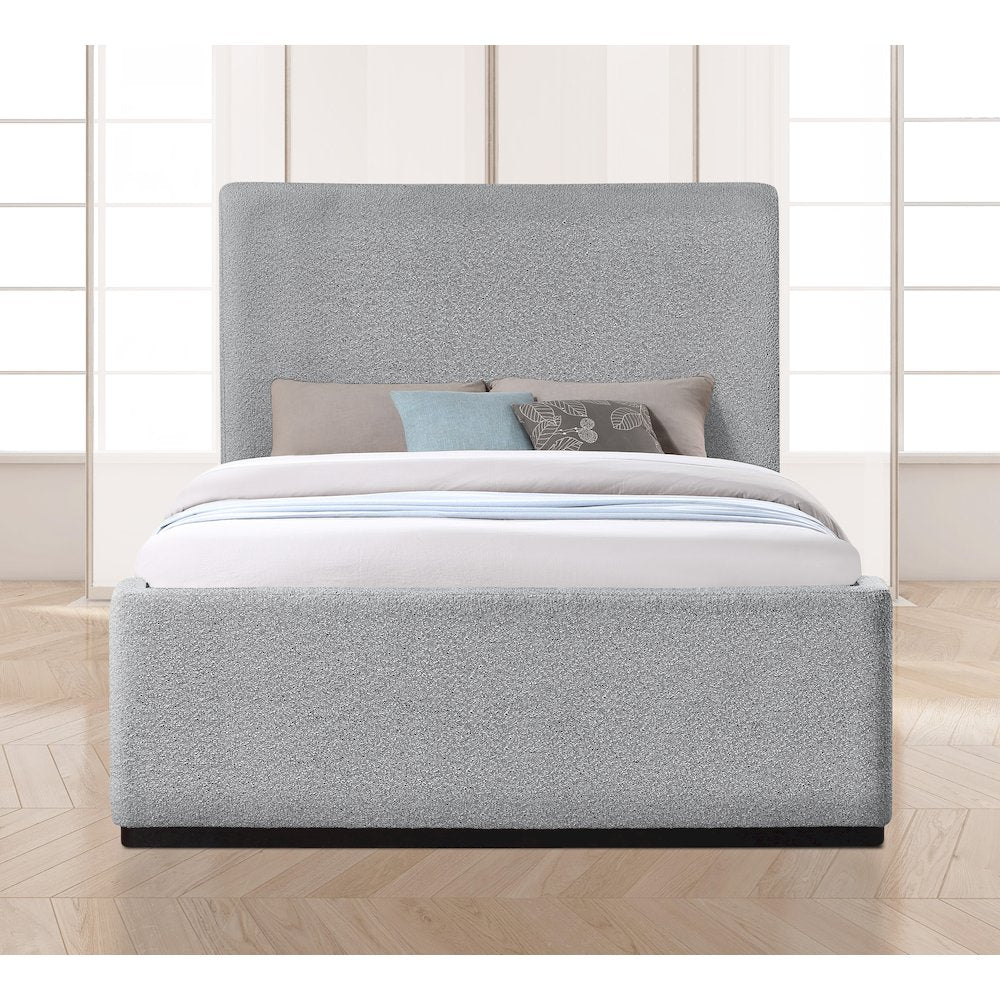 Oliver Grey Boucle Fabric Queen Bed