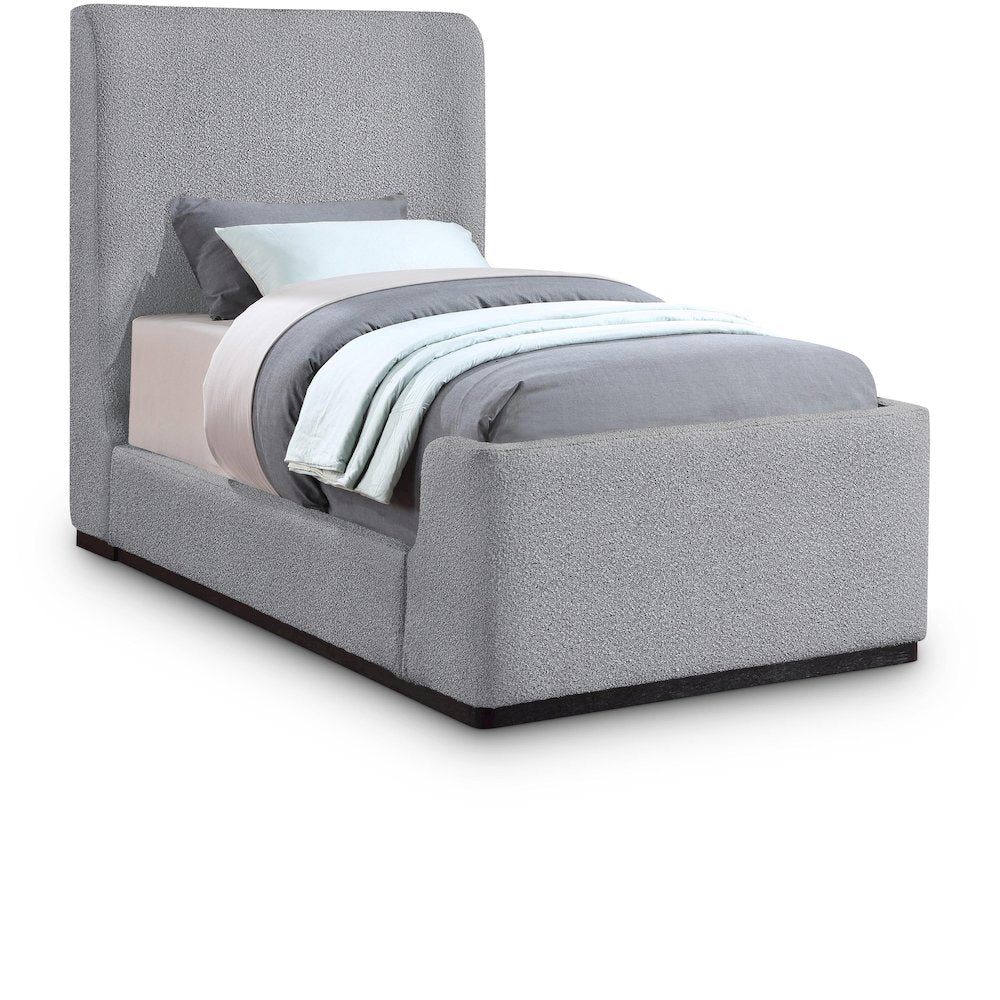 Oliver Grey Boucle Fabric Twin Bed