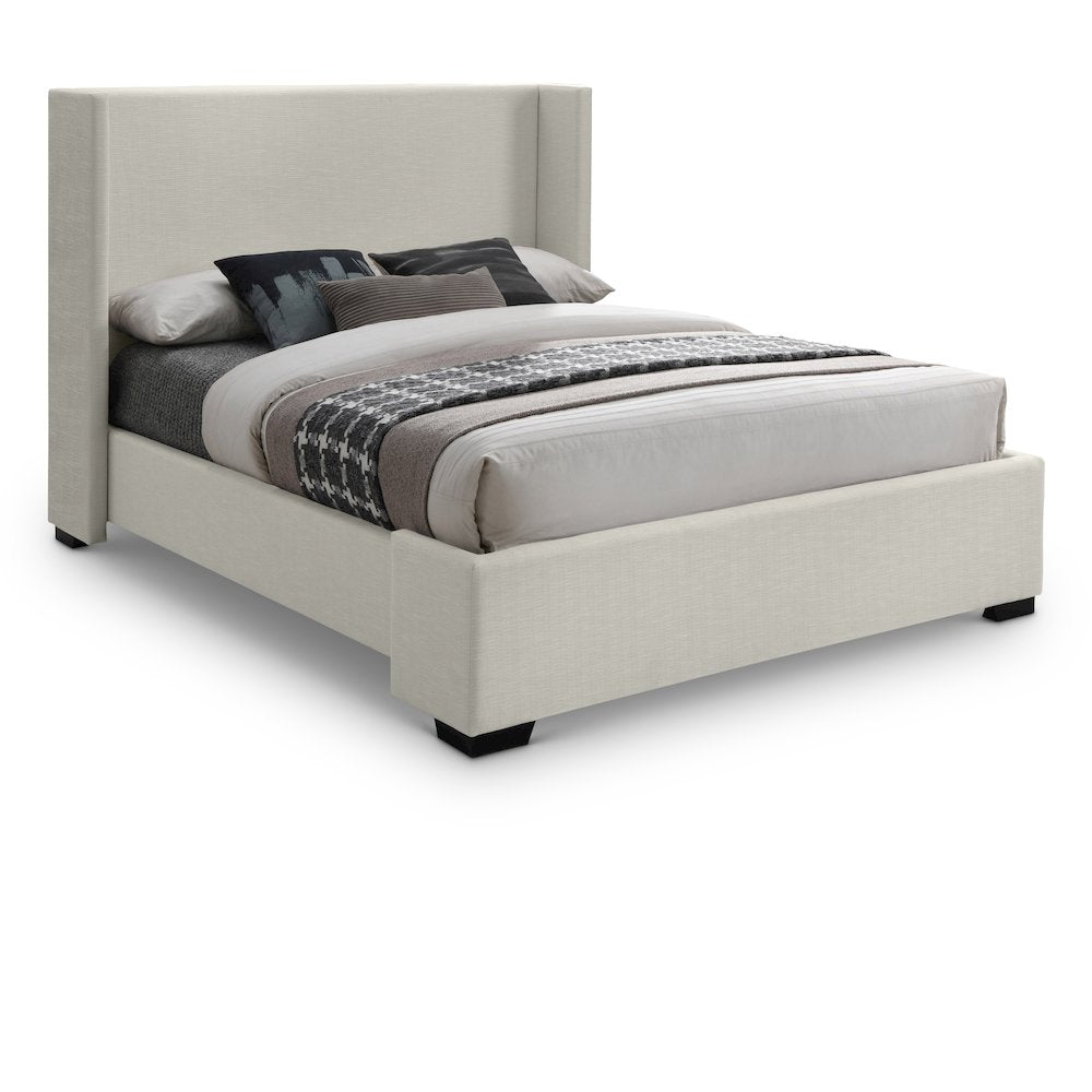 Oxford Beige Linen Textured Fabric Full Bed