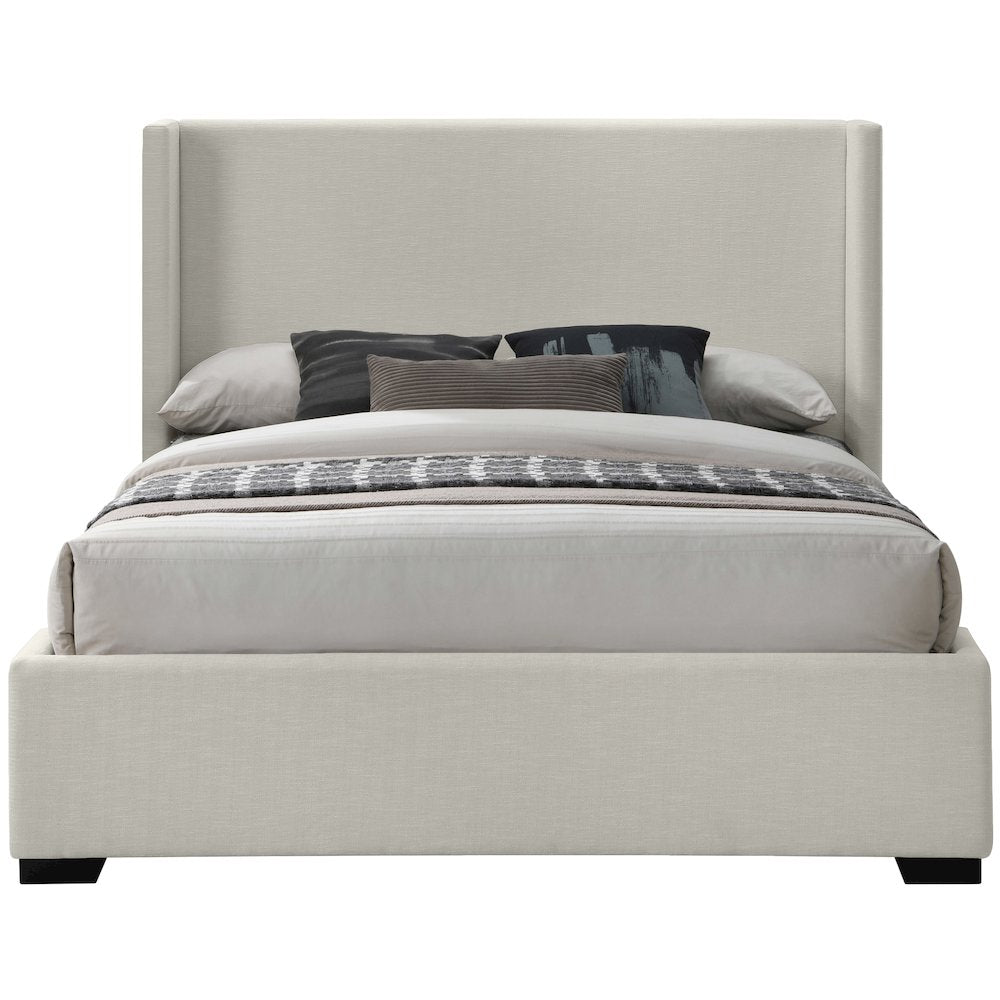Oxford Beige Linen Textured Fabric Full Bed