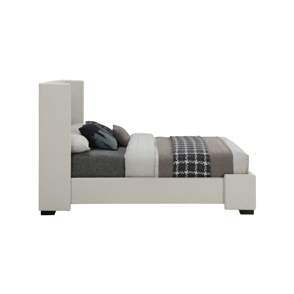 Oxford Beige Linen Textured Fabric Full Bed