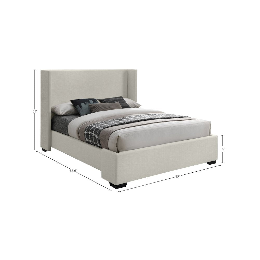 Oxford Beige Linen Textured Fabric King Bed