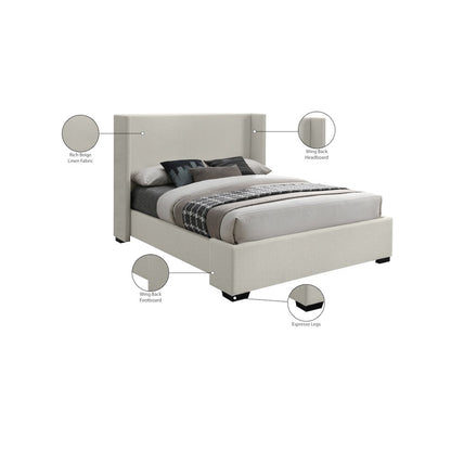 Oxford Beige Linen Textured Fabric King Bed