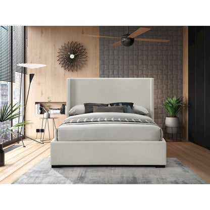 Oxford Beige Linen Textured Fabric King Bed