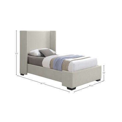 Oxford Beige Linen Textured Fabric Twin Bed