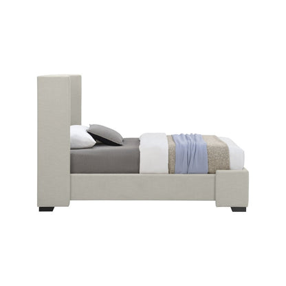 Oxford Beige Linen Textured Fabric Twin Bed