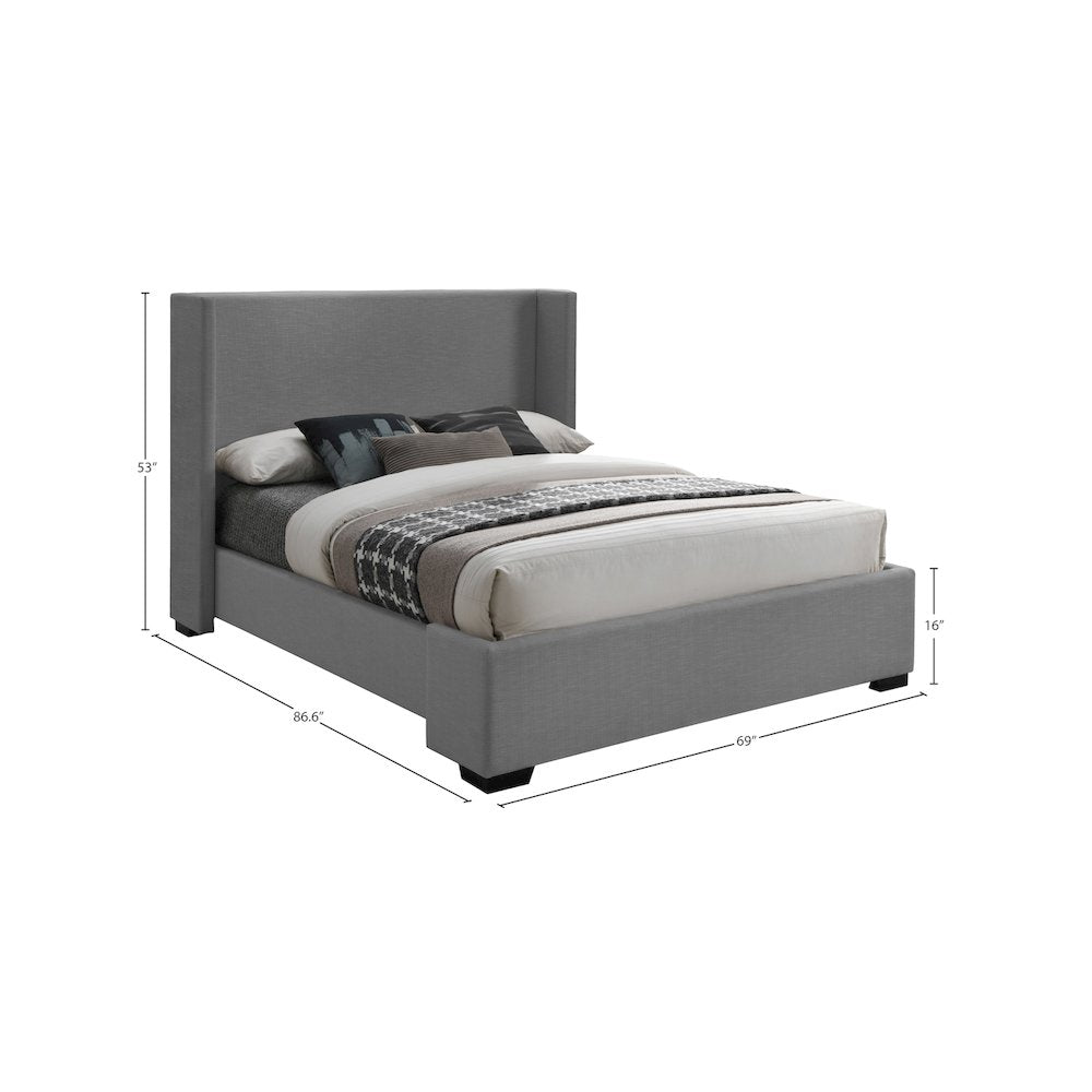 Oxford Grey Linen Textured Fabric Queen Bed