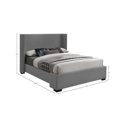 Oxford Grey Linen Textured Fabric Queen Bed