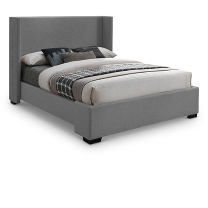 Oxford Grey Linen Textured Fabric Queen Bed
