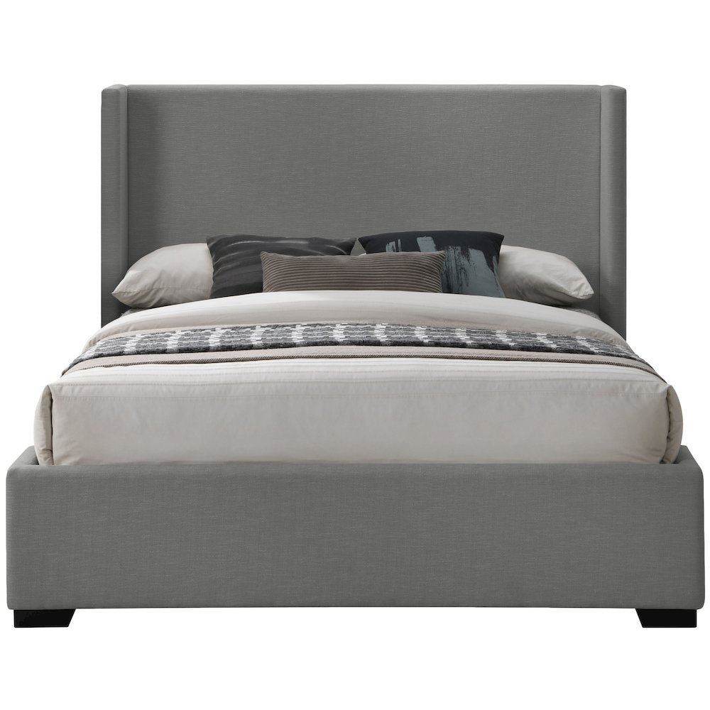 Oxford Grey Linen Textured Fabric Queen Bed