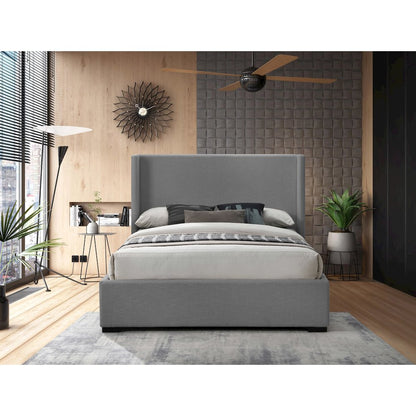 Oxford Grey Linen Textured Fabric Queen Bed