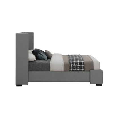 Oxford Grey Linen Textured Fabric Queen Bed