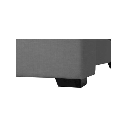 Oxford Grey Linen Textured Fabric Queen Bed