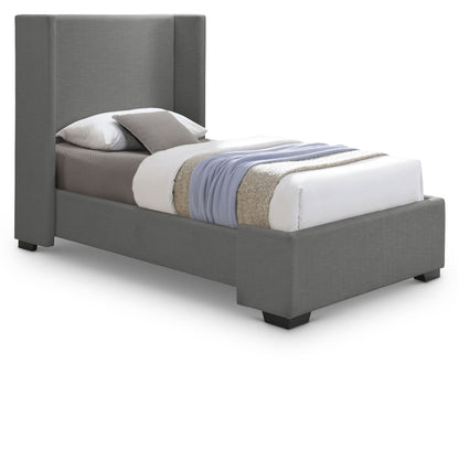 Oxford Grey Linen Textured Fabric Twin Bed
