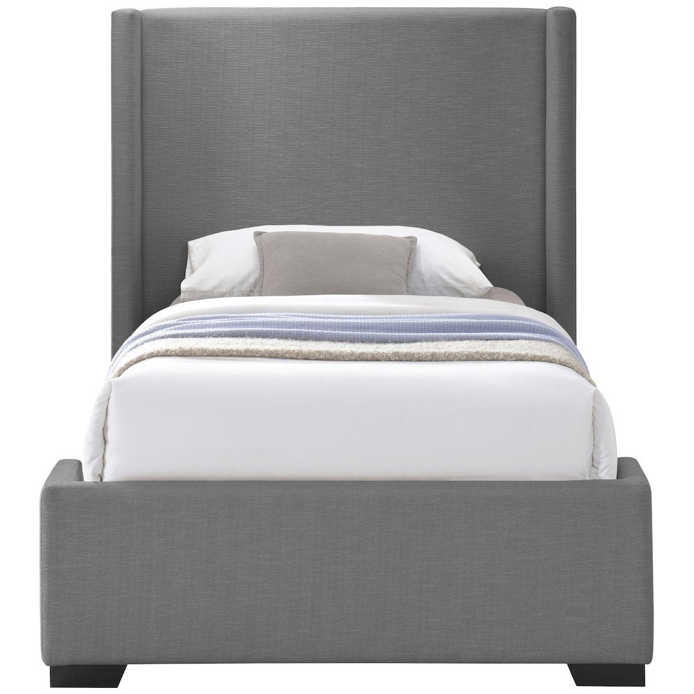 Oxford Grey Linen Textured Fabric Twin Bed