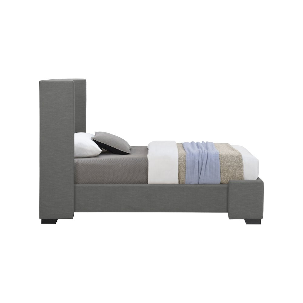 Oxford Grey Linen Textured Fabric Twin Bed