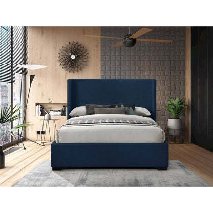 Oxford Navy Linen Textured Fabric King Bed