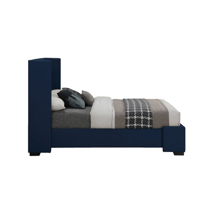 Oxford Navy Linen Textured Fabric King Bed