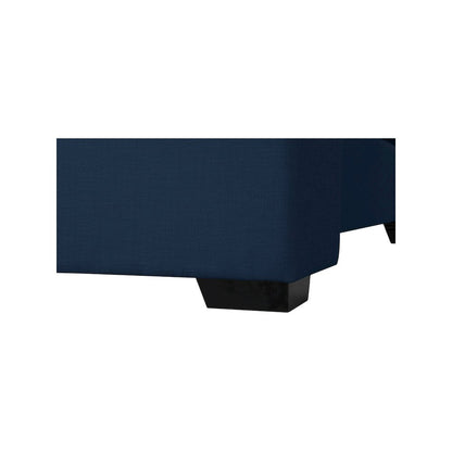 Oxford Navy Linen Textured Fabric King Bed