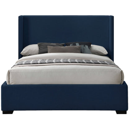 Oxford Navy Linen Textured Fabric Queen Bed