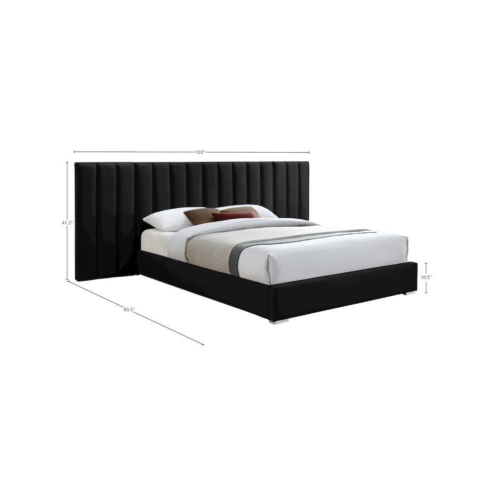 Pablo Black Velvet Queen Bed