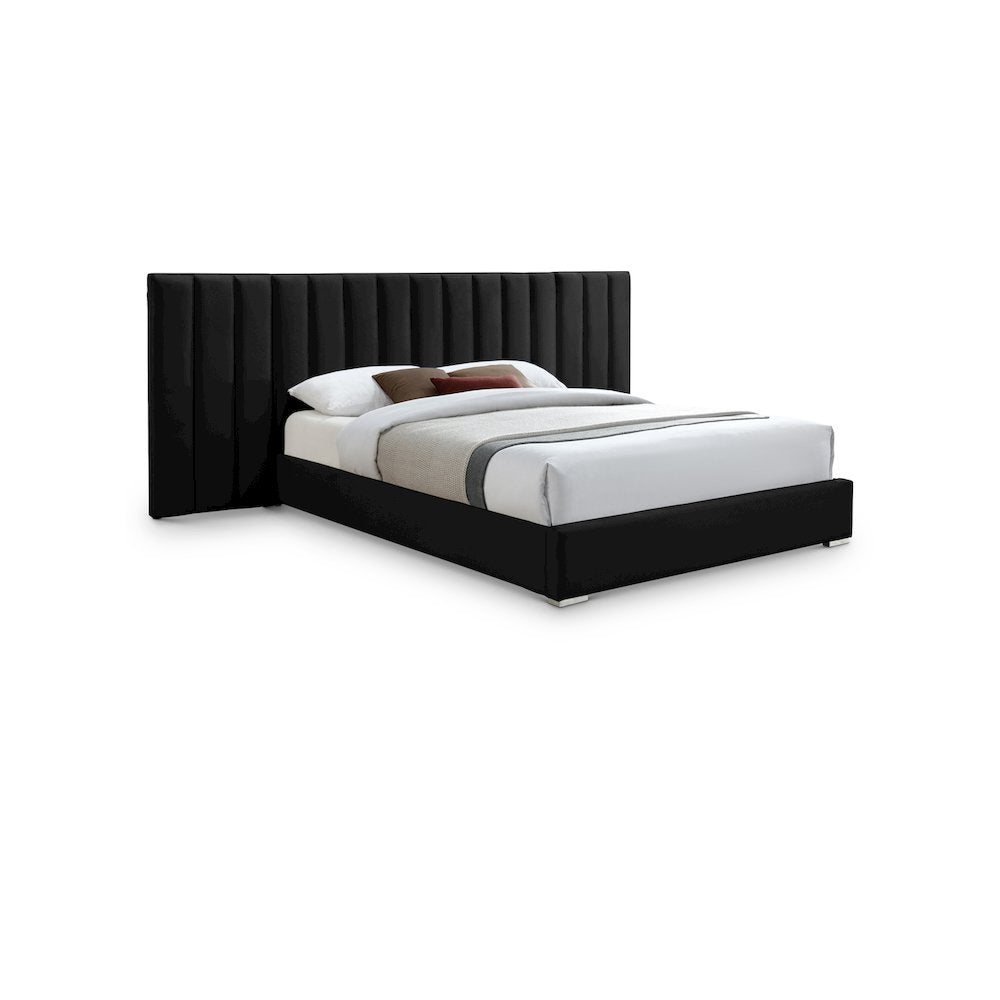 Pablo Black Velvet Queen Bed