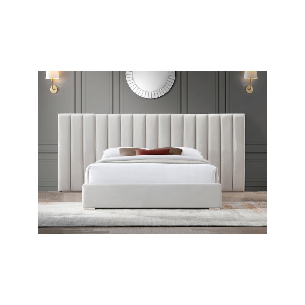 Pablo Cream Velvet King Bed