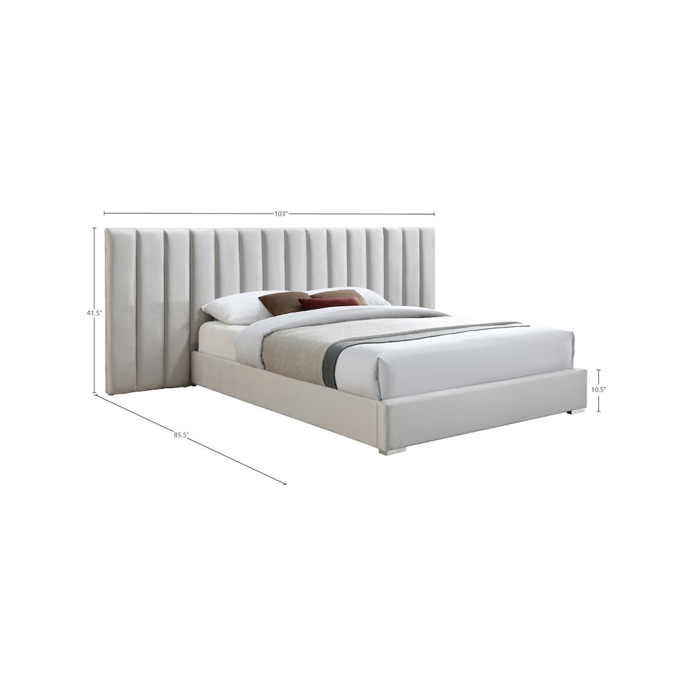 Pablo Cream Velvet Queen Bed