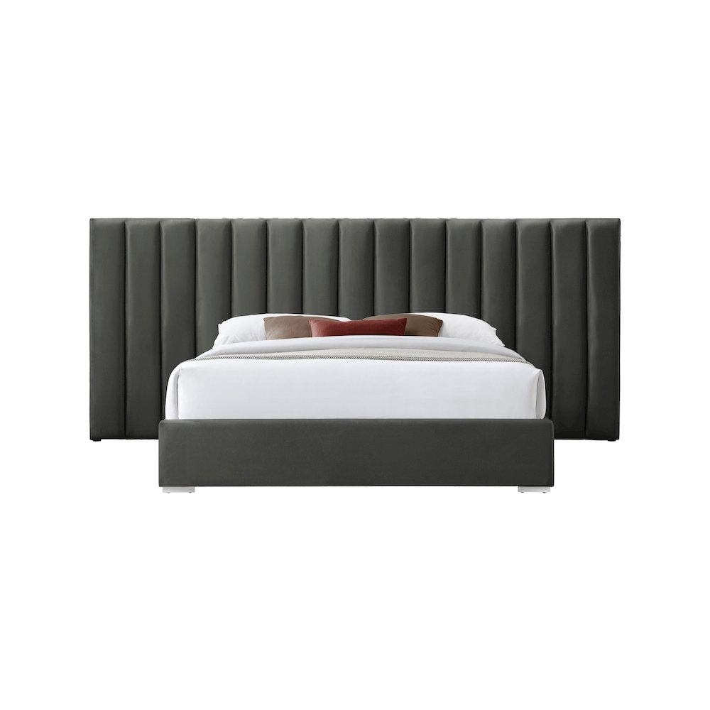 Pablo Grey Velvet King Bed
