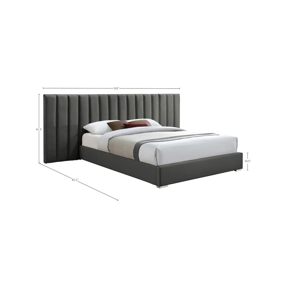 Pablo Grey Velvet Queen Bed