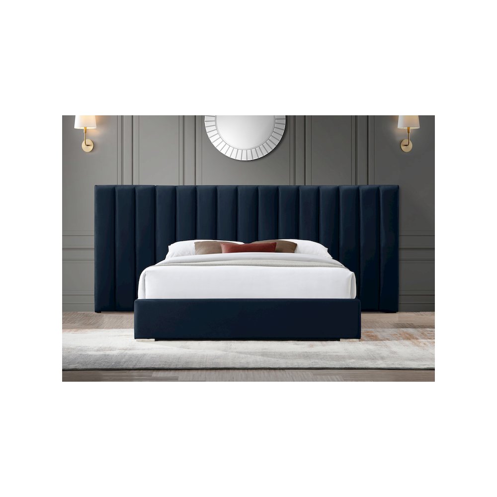 Pablo Navy Velvet King Bed