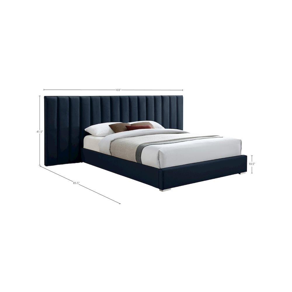 Pablo Navy Velvet Queen Bed