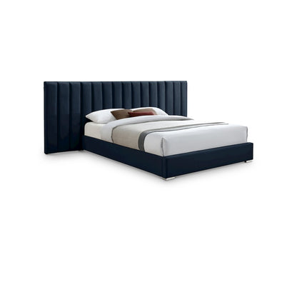 Pablo Navy Velvet Queen Bed