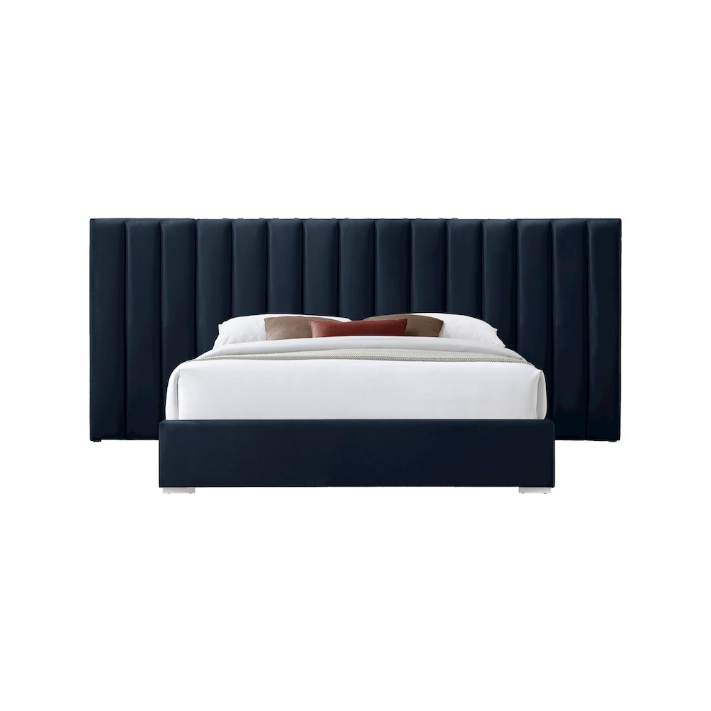 Pablo Navy Velvet Queen Bed