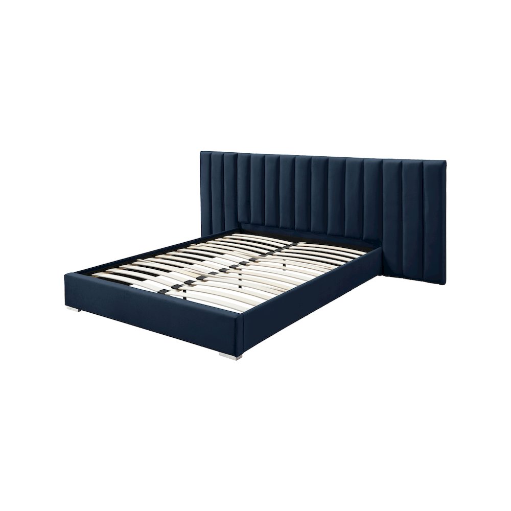 Pablo Navy Velvet Queen Bed