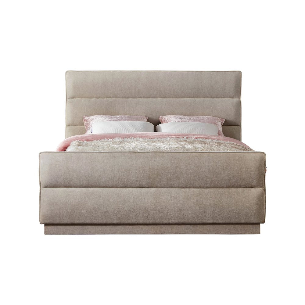 Paxton Beige Chenille Fabric Full Bed