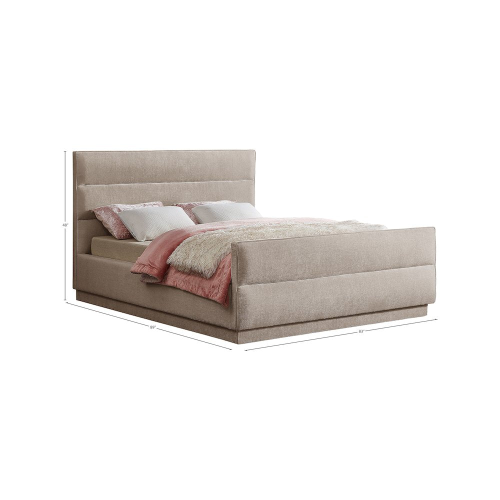 Paxton Beige Chenille Fabric King Bed