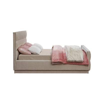 Paxton Beige Chenille Fabric King Bed