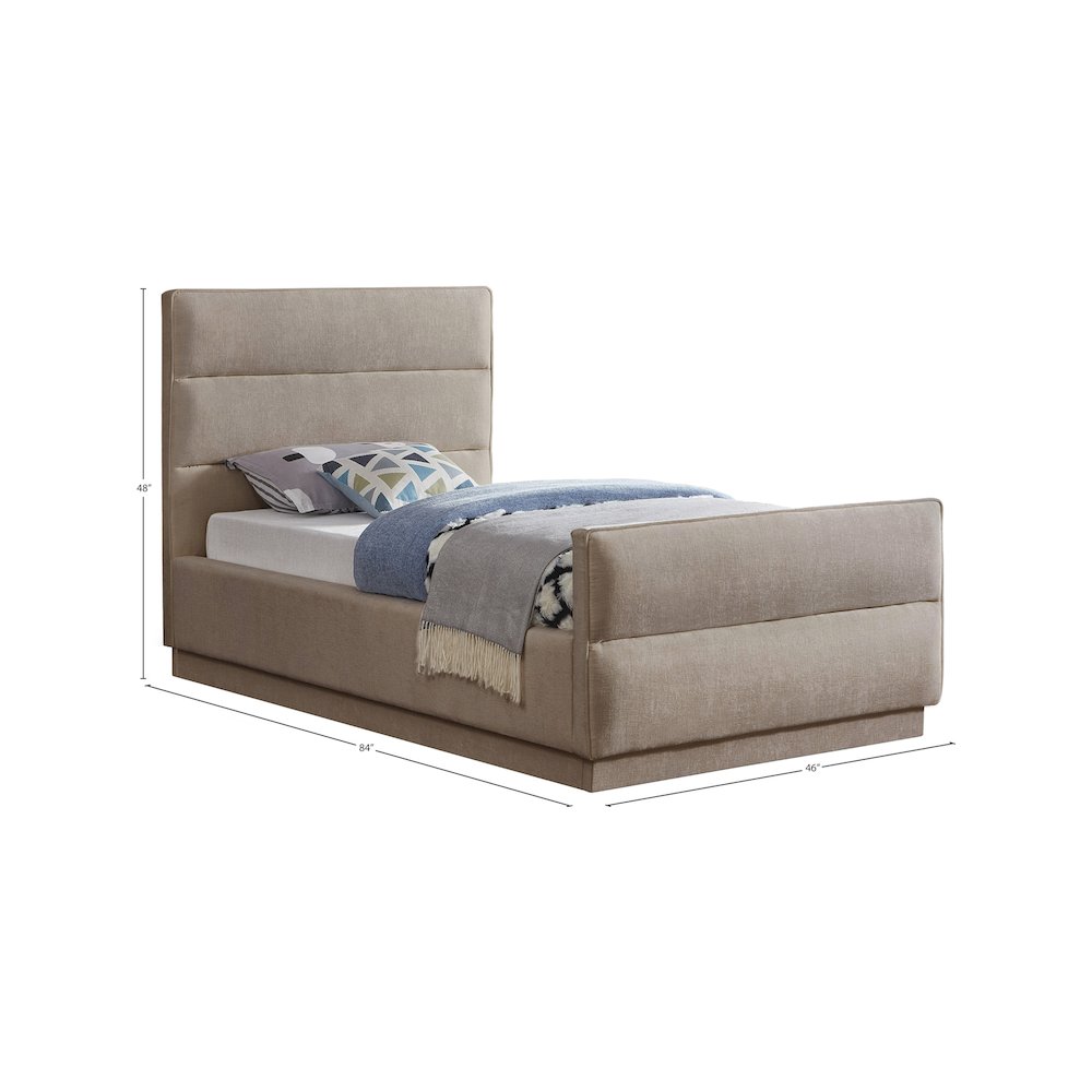 Paxton Beige Chenille Fabric Twin Bed