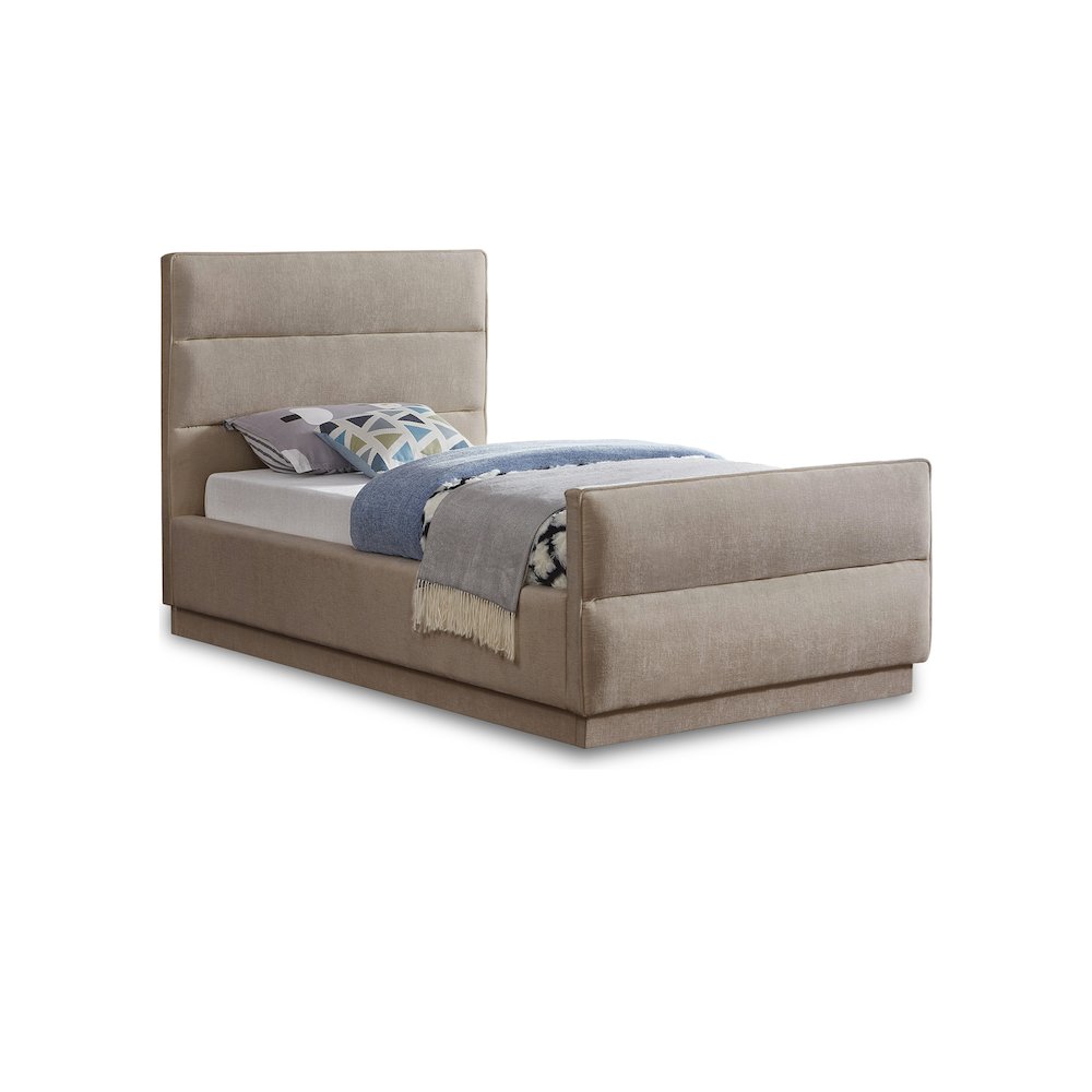 Paxton Beige Chenille Fabric Twin Bed