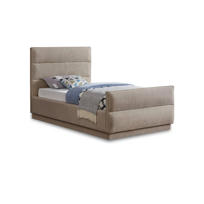 Paxton Beige Chenille Fabric Twin Bed