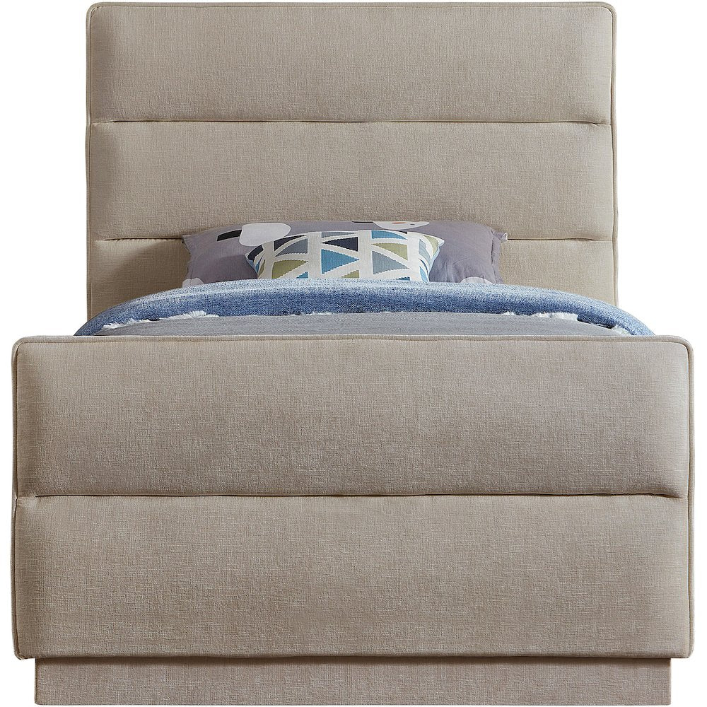 Paxton Beige Chenille Fabric Twin Bed