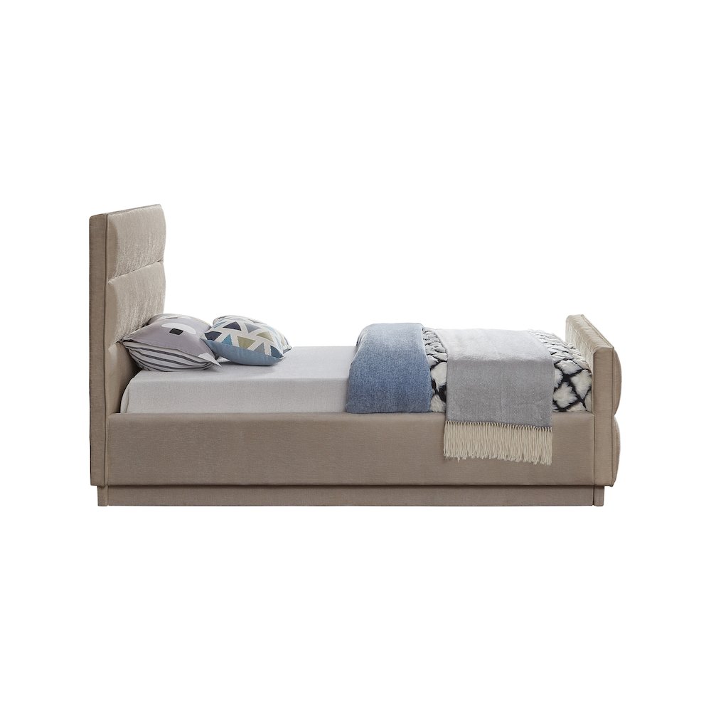 Paxton Beige Chenille Fabric Twin Bed