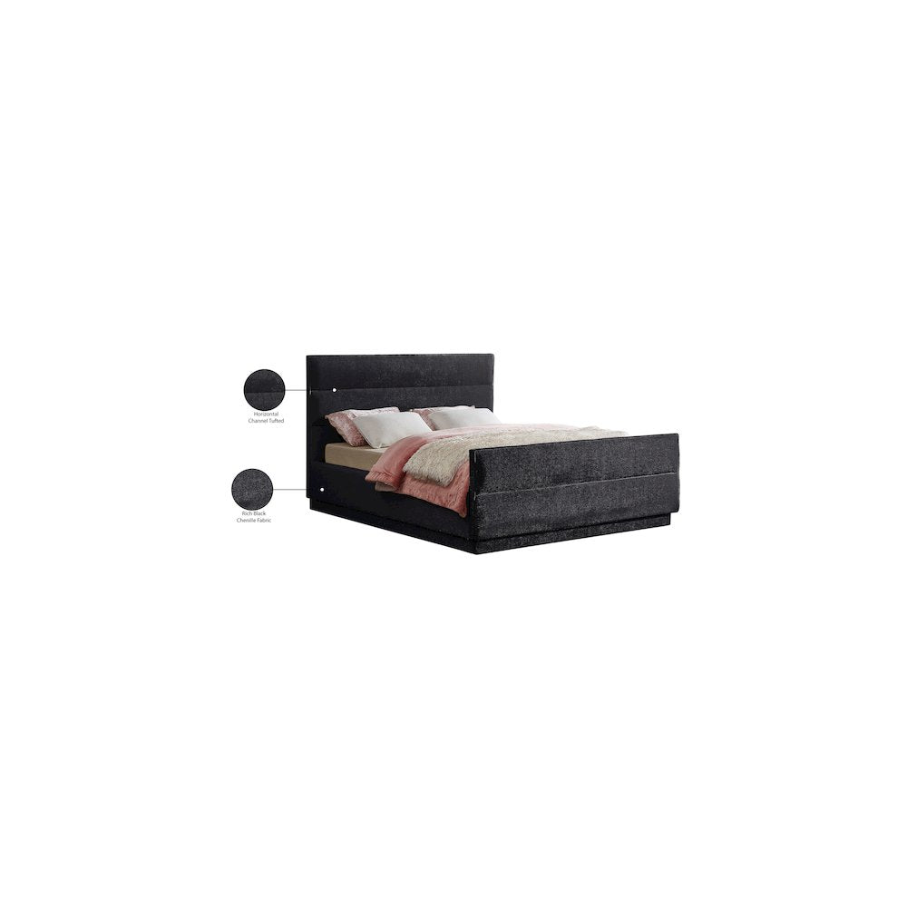 Paxton Black Chenille Fabric Full Bed