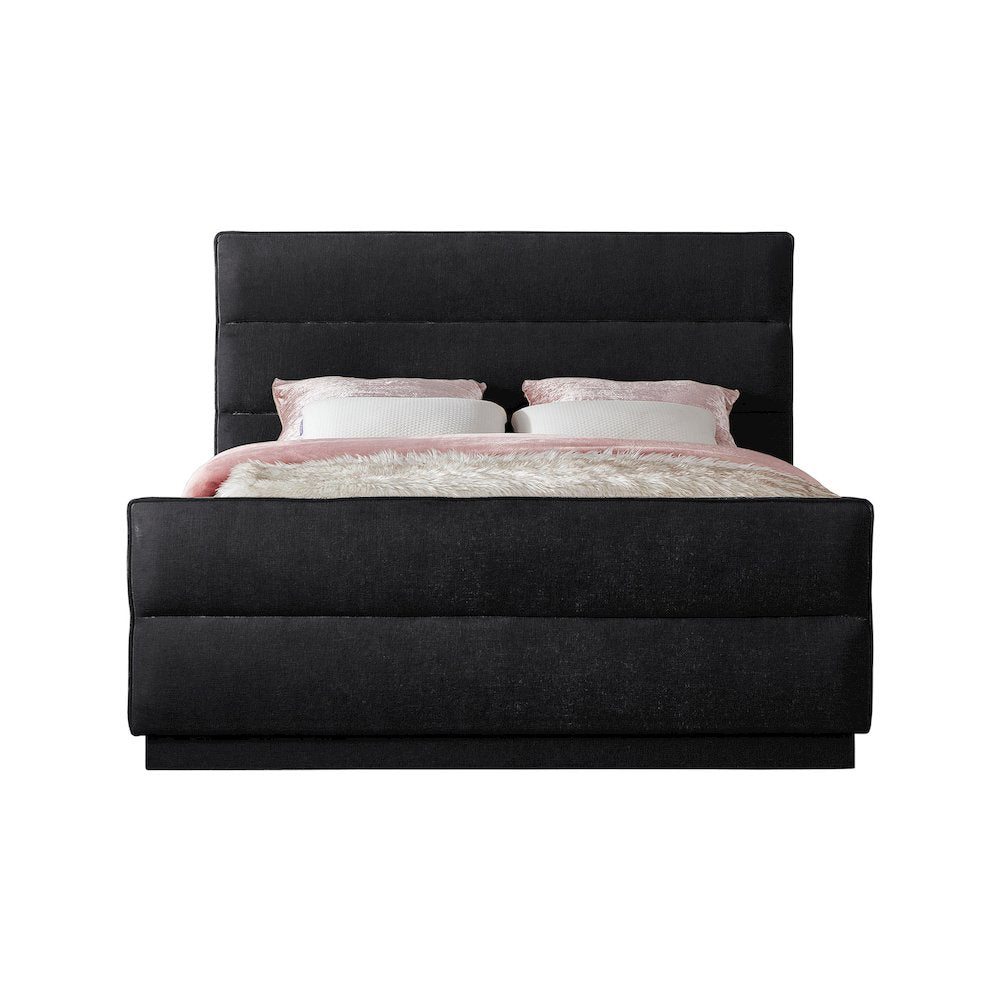 Paxton Black Chenille Fabric Full Bed